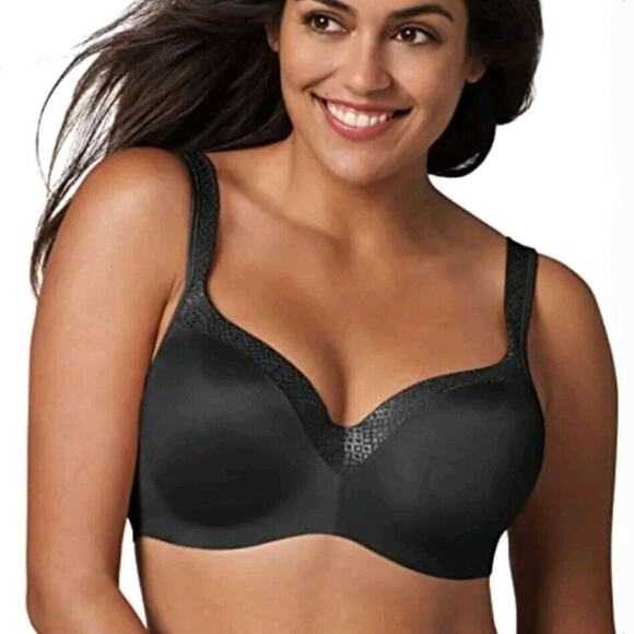 Playtex Love My Curves Bra 46DD Balconette 4823 Black Underwire Smoothing NEW - Picture 1 of 11